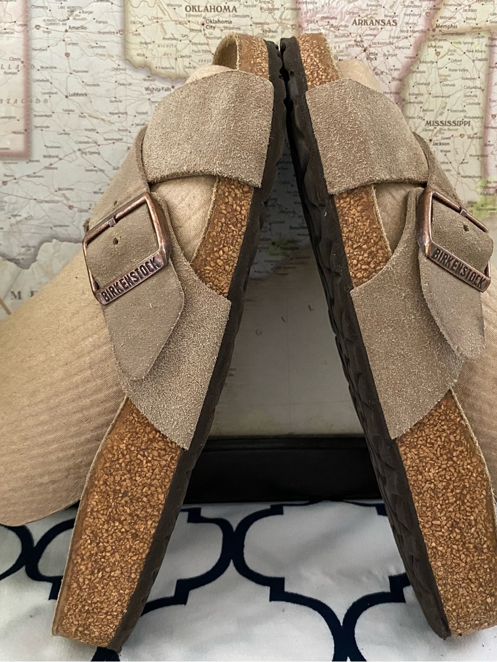 Pre-owned Birkenstock Sienna 40/9 Women’Taupe Suede Sandals with Copper Buckles - Picture 5 of 9